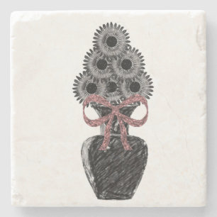 Porta-copo De Pedra Marble Stone Porta copos Floral