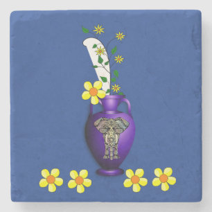 Porta-copo De Pedra Marble Stone Porta copos Girassol