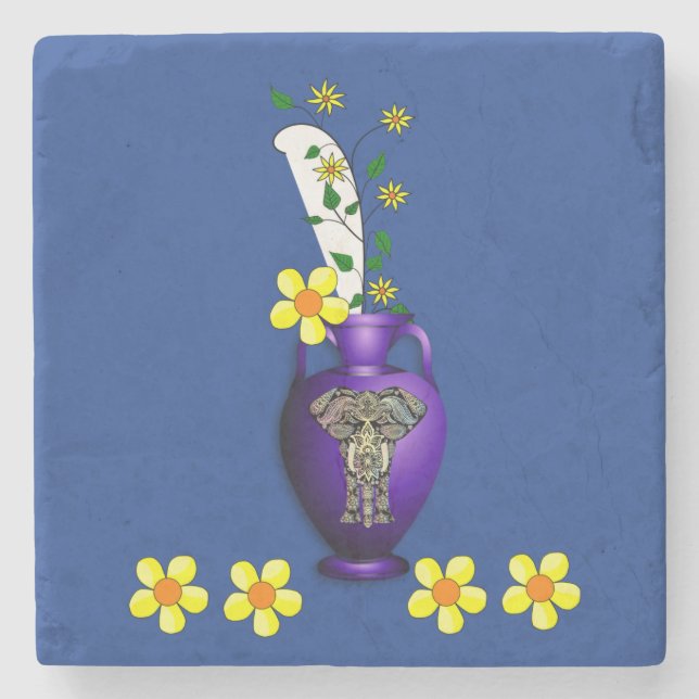 Porta-copo De Pedra Marble Stone Porta copos Girassol (Frente)