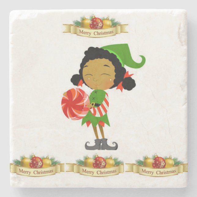 Porta-copo De Pedra Marble Stone Porta copos Natal (Frente)