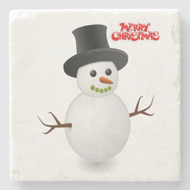 Porta-copo De Pedra Marble Stone Porta copos Natal (Frente)