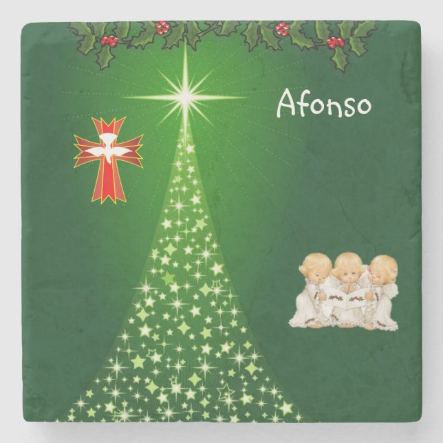 Porta-copo De Pedra Marble Stone Porta copos Natal (Frente)