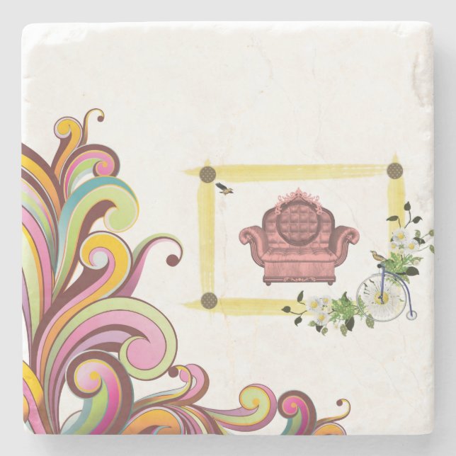 Porta-copo De Pedra Marble Stone Porta copos Victorian (Frente)