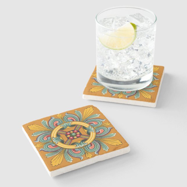 Porta-copo De Pedra Marigold Victorian Azulejo (Lateral)