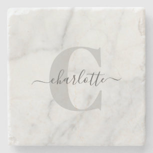 Porta-copo De Pedra Mármaco de Cinza na moda Personalizado Monograma