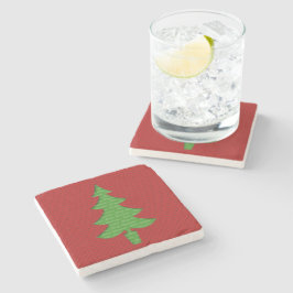 Porta-copo De Pedra Mármol Stone Coaster - Arbol de Navidad