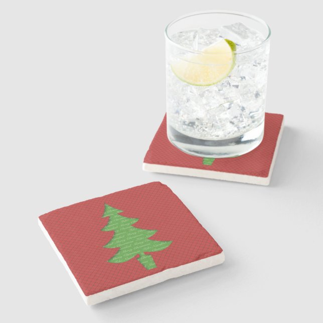 Porta-copo De Pedra Mármol Stone Coaster - Arbol de Navidad (Lateral)
