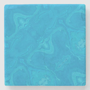 Porta-copo De Pedra Mármore Azul Abstrato Personalizado