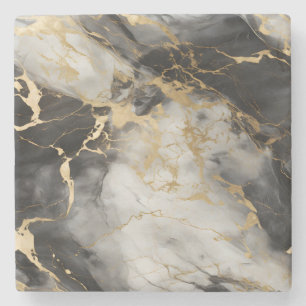 Porta-copo De Pedra Mármore branco, Dourado e negro de luxo elegante