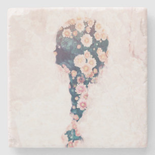 Porta-copo De Pedra Mármore do quadrado branco de rosa Pastel da