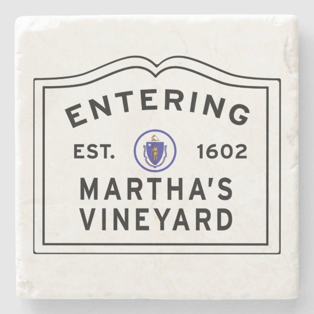 Porta-copo De Pedra Martha's Vinyard Massachusetts Entrando (Frente)