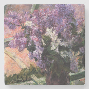 Porta-copo De Pedra Mary Cassatt - Lilases numa Janela