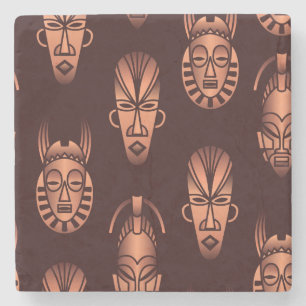 Porta-copo De Pedra Máscaras étnicas africanas, fundo escuro