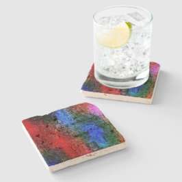 Porta-copo De Pedra Material vermelho e azul esfolado com "tinta a óle