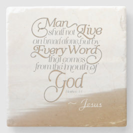 Porta-copo De Pedra Mateus 4:4 O homem não deve viver sozinho com pão