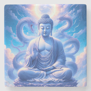 Porta-copo De Pedra Meditação do Buda do Dragão Místico