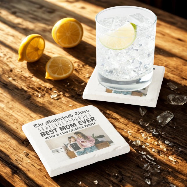 Porta-copo De Pedra Melhor Mãe Alguma Vez Personalizar Nome e Foto (Criador carregado)