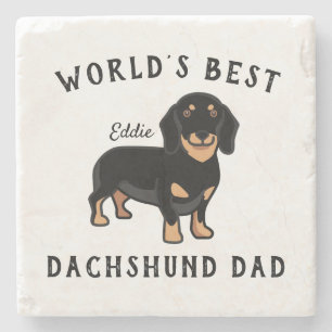 Porta-copo De Pedra Melhor Pai de Dachshund do Mundo Nome de Cachorro