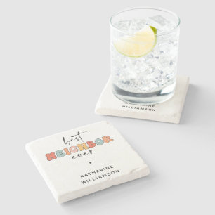 Porta-copo De Pedra Melhor Vizinho Retrospectivo Personalizado Nunca