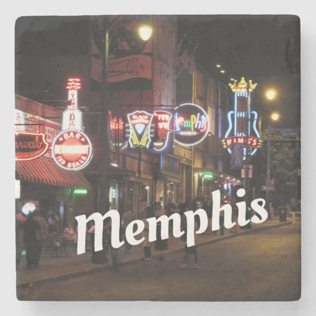 Porta-copo De Pedra Memphis Tennessee Beale Street Scene (Frente)