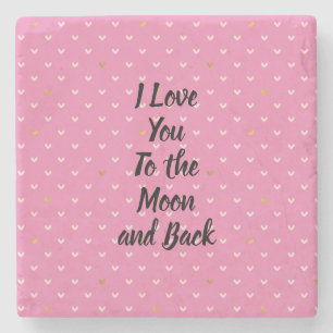 Porta-copo De Pedra Menina Blush Dourados Corações Rosa