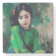 Menina em vestida verde