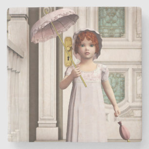 Porta-copo De Pedra Menina Vintage - Doce Arte de Estilo Vitoriano Ret