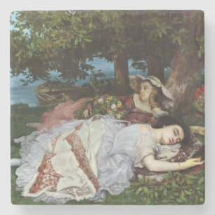 Porta-copo De Pedra Meninas nos bancos do Seine, 1856-57