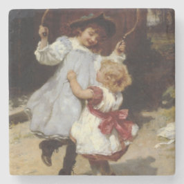 Porta-copo De Pedra Meninas pulando com corda pulando