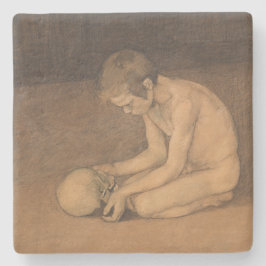 Porta-copo De Pedra Menino com Caveira (por Magnus Enckell)