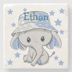 Porta-copo De Pedra Menino Elefante Bonito