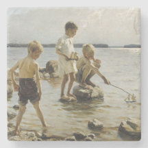 Meninos Brincando na Praia (por Albert Edelfelt)
