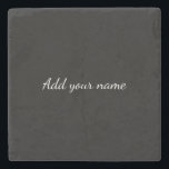 Porta-copo De Pedra Mensagem de texto de nome de adição sólido preto a<br><div class="desc">Design</div>