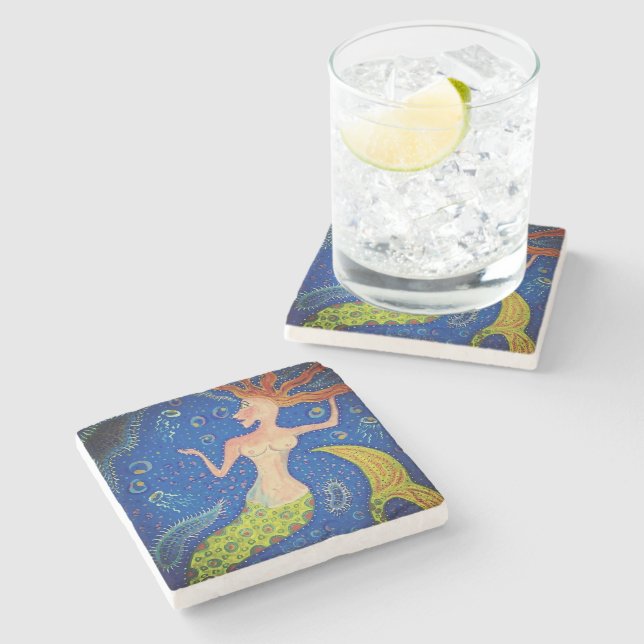 Porta-copo De Pedra Mermaid Stone Coaster (Lateral)