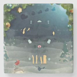 Porta-copo De Pedra Merry christmas_bird_coaster