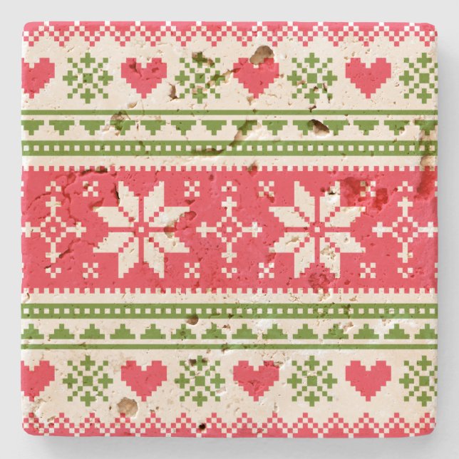 Porta-copo De Pedra Merry Christmas pattern 3 (Frente)