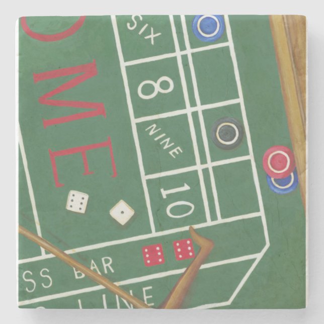 Porta-copo De Pedra Mesa de cassino com Chips e Dice (Frente)