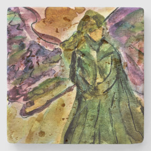 Porta-copo De Pedra Meu azulejo Guardian Angel Travertine