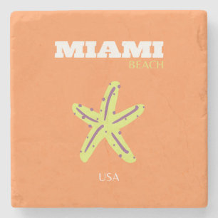 Porta-copo De Pedra Miami, Miami Beach, Florida, Preppy, Orange