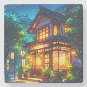 Porta-copo De Pedra Midnight Matcha – Café Japonês Aconchegante de Lof