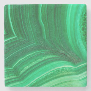 Porta-copo De Pedra Mineral de Malaquita verde brilhante