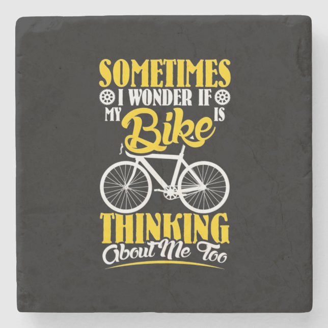 Porta-copo De Pedra Minha Bicicleta Pensando Em Mim (Frente)