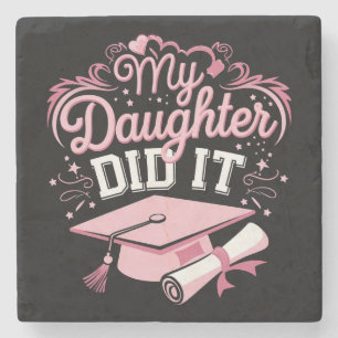 Porta-copo De Pedra Minha Filha Fez Isso Graduada Rosa Formatura Famíl