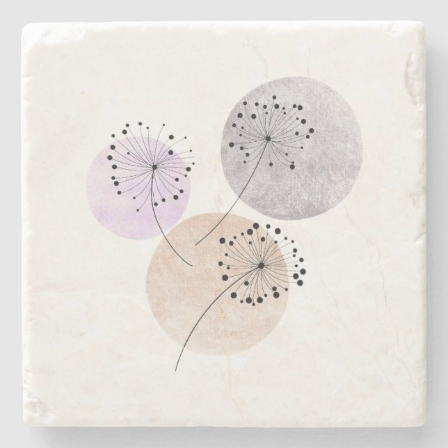 Porta-copo De Pedra Minimalist Dandelion Wishes Boho Neutral Warm (Frente)