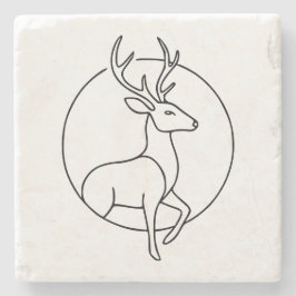Porta-copo De Pedra Minimalist Deer Line Art – Forest Animal Art