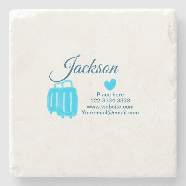 Porta-copo De Pedra Mínimo simples adicione seu nome texto localidade  (Frente)