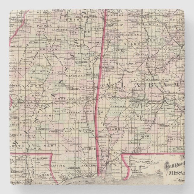 Porta-copo De Pedra Mississippi e Alabama (Frente)