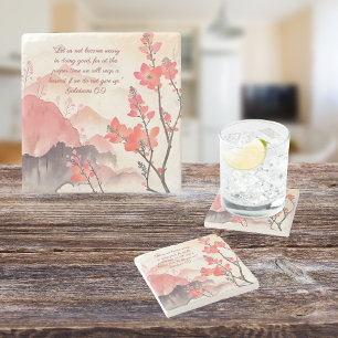 Porta-copo De Pedra Mocha Verona Sunset Mountain Meadow Bíblia Verse