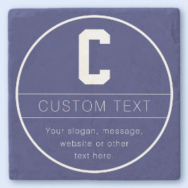 Porta-copo De Pedra Modelo de Nome & Monograma Únicos | Azul Naval