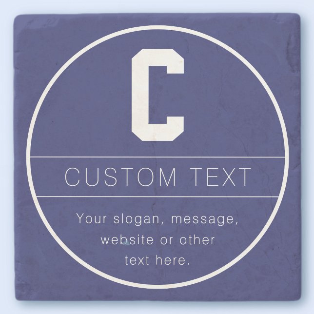 Porta-copo De Pedra Modelo de Nome & Monograma Únicos | Azul-Navy (Criador carregado)
